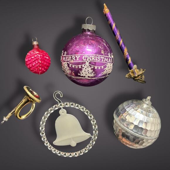 Lot of 5 Mid Century 1950/60s Assorted Mercury Glass Christmas Ornaments-Mercury - Picture 1 of 9